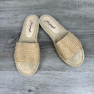 Free People Beige Espadrille Slides
